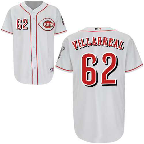Pedro Villarreal #62 Youth Baseball Jersey-Cincinnati Reds Authentic Home White Cool Base MLB Jersey